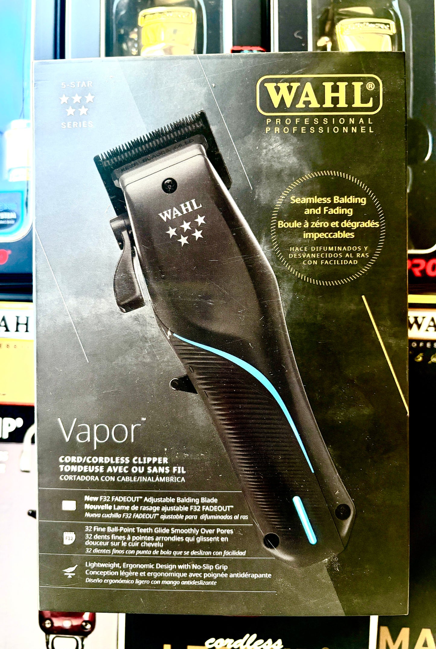 Wahl Professional 5つ星ベイパークリッパーコード付きコードレス操作 F32 0ギャップ調節可能ブレード適応速度 WAHL 5 Star Vapor ウォール