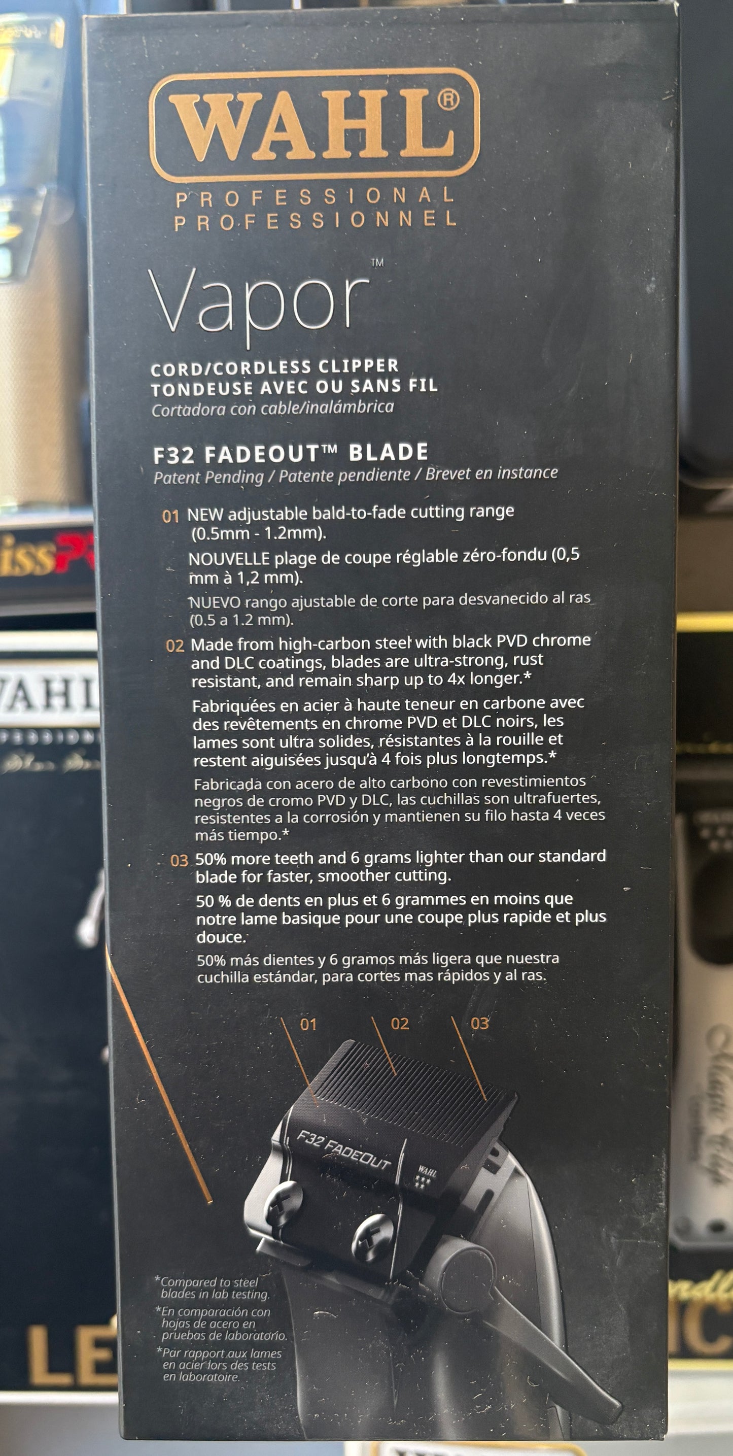 Wahl Professional 5つ星ベイパークリッパーコード付きコードレス操作 F32 0ギャップ調節可能ブレード適応速度 WAHL 5 Star Vapor ウォール
